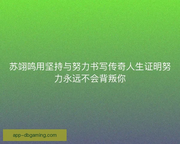 苏翊鸣用坚持与努力书写传奇人生证明努力永远不会背叛你
