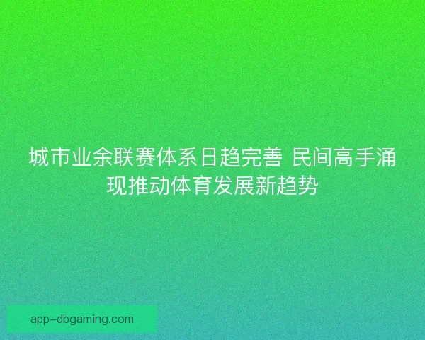 城市业余联赛体系日趋完善 民间高手涌现推动体育发展新趋势