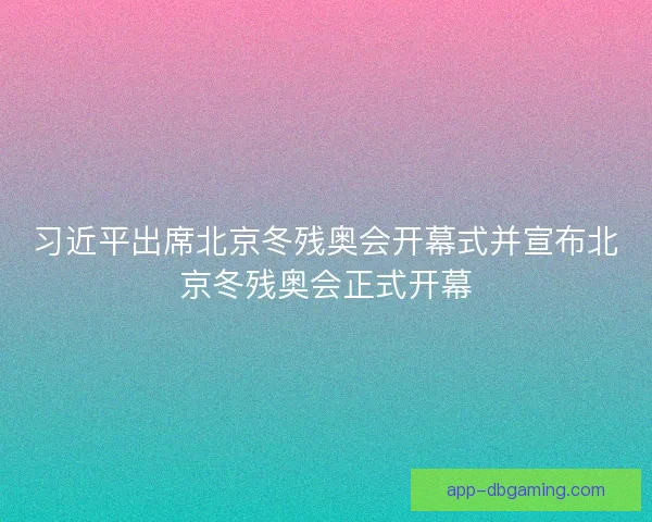 习近平出席北京冬残奥会开幕式并宣布北京冬残奥会正式开幕