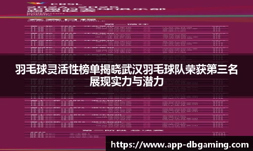 羽毛球灵活性榜单揭晓武汉羽毛球队荣获第三名展现实力与潜力